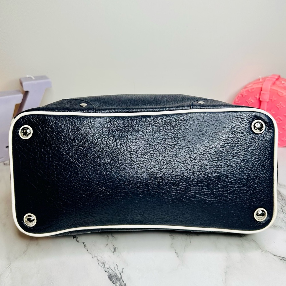 EUC Coach Midnight Navy Blue & Chalk Spectator Leather Mickie Satchel - Picture 11 of 16